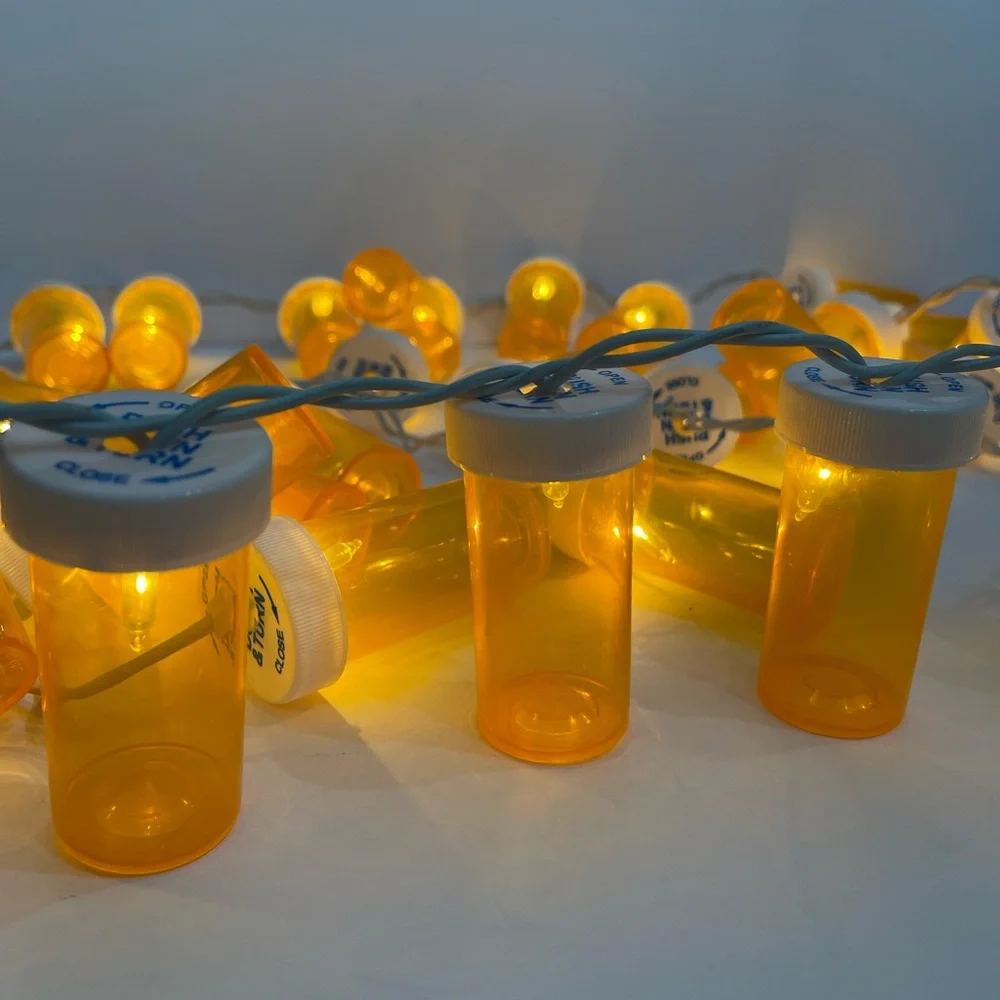 Pill bottle light strand, healthcare graduation Christmas party light strand